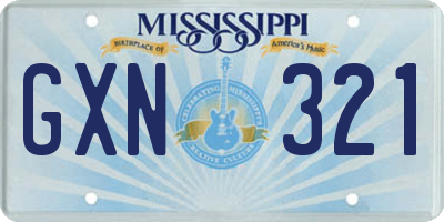 MS license plate GXN321