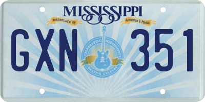MS license plate GXN351