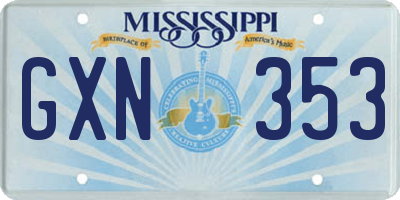 MS license plate GXN353