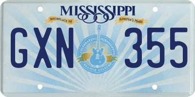 MS license plate GXN355