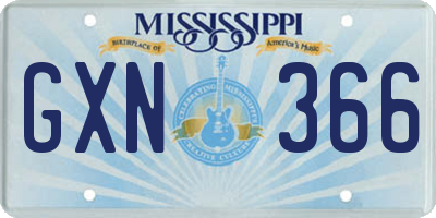 MS license plate GXN366