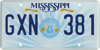 MS license plate GXN381