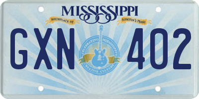 MS license plate GXN402