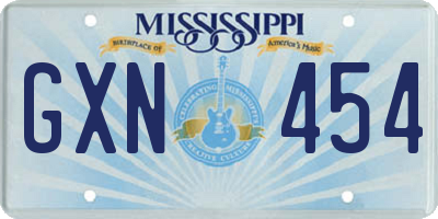 MS license plate GXN454