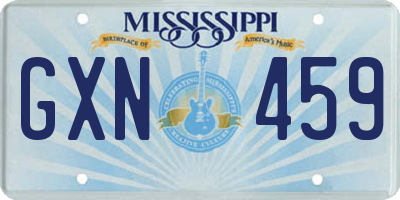 MS license plate GXN459
