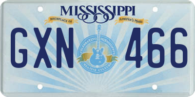 MS license plate GXN466