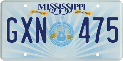 MS license plate GXN475