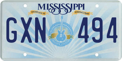 MS license plate GXN494