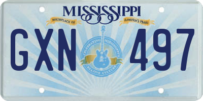 MS license plate GXN497