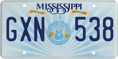 MS license plate GXN538