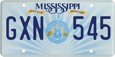 MS license plate GXN545