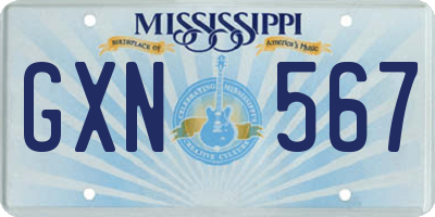 MS license plate GXN567