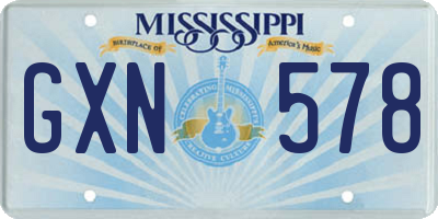 MS license plate GXN578