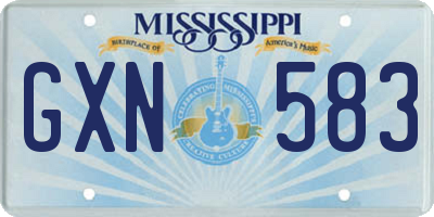 MS license plate GXN583