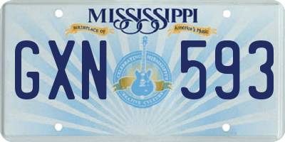 MS license plate GXN593