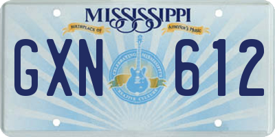 MS license plate GXN612