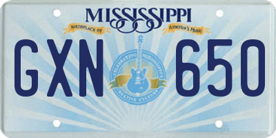 MS license plate GXN650
