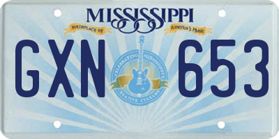 MS license plate GXN653