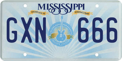 MS license plate GXN666