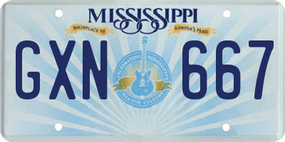 MS license plate GXN667