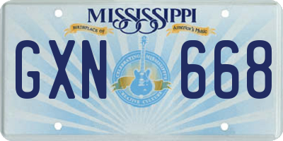 MS license plate GXN668