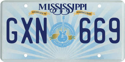 MS license plate GXN669