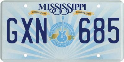 MS license plate GXN685