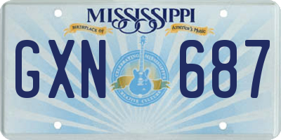 MS license plate GXN687