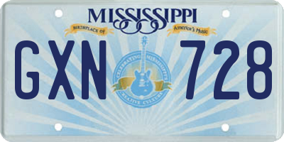 MS license plate GXN728