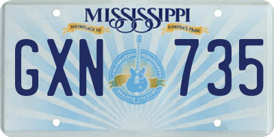 MS license plate GXN735