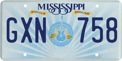 MS license plate GXN758