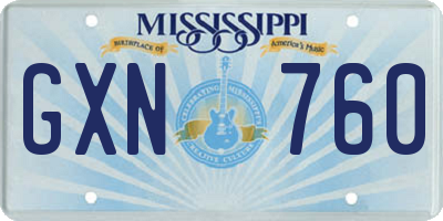 MS license plate GXN760