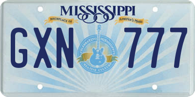 MS license plate GXN777
