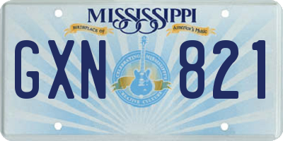 MS license plate GXN821