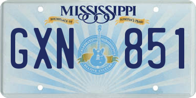 MS license plate GXN851