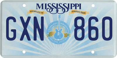 MS license plate GXN860