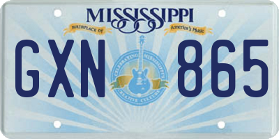 MS license plate GXN865