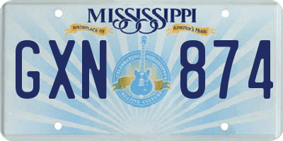 MS license plate GXN874