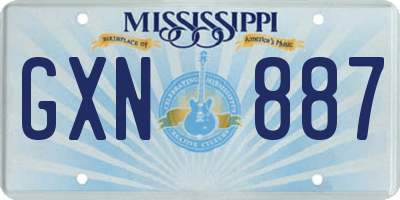 MS license plate GXN887
