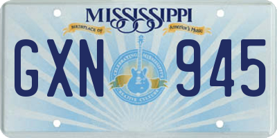 MS license plate GXN945