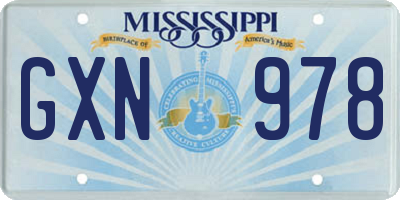 MS license plate GXN978