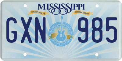 MS license plate GXN985