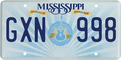 MS license plate GXN998