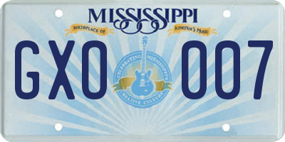 MS license plate GXO007