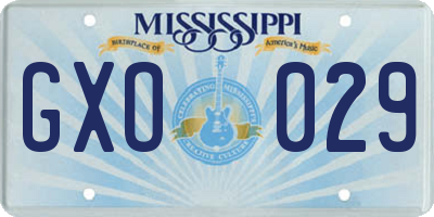MS license plate GXO029