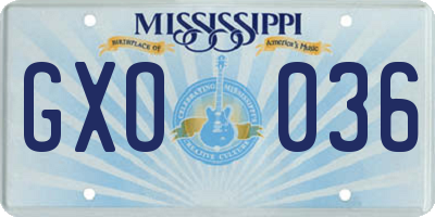 MS license plate GXO036