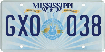 MS license plate GXO038