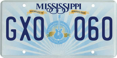 MS license plate GXO060