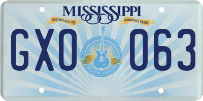 MS license plate GXO063