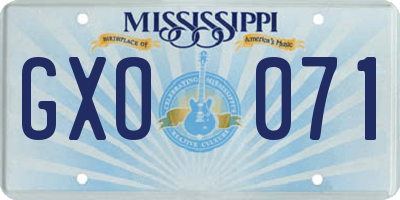 MS license plate GXO071